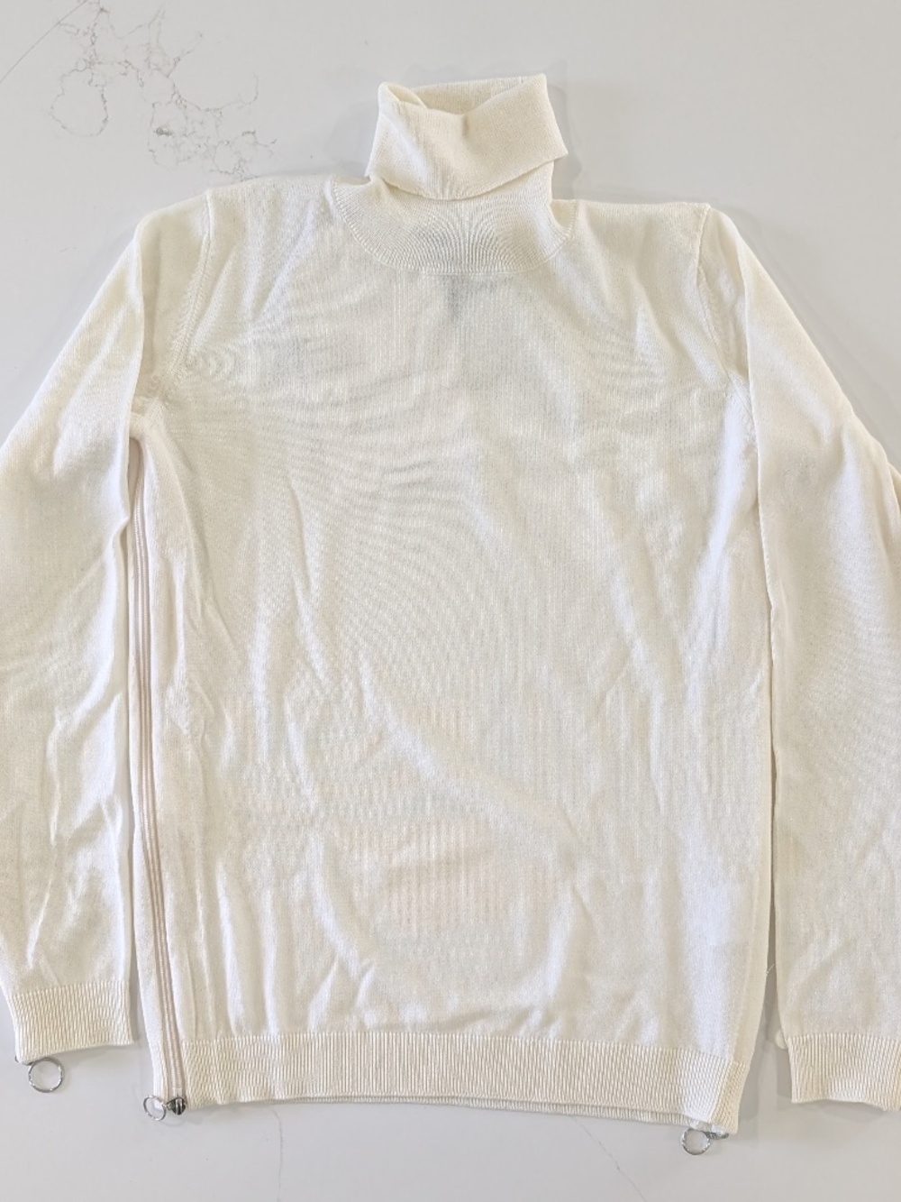 SETCHU Convertible Zip Knit Turtleneck Sweater Off-White Size 1 S NWT Italy Wool